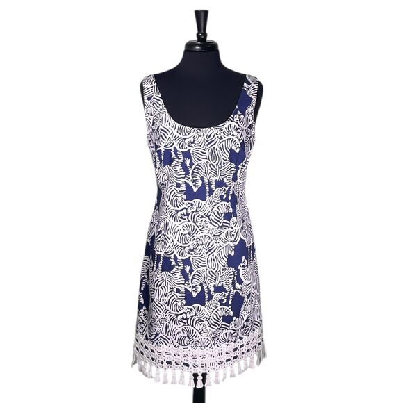 blue and white zebra dress Virginia Beach Backless Maxi Dress Blue Zebra main image 1